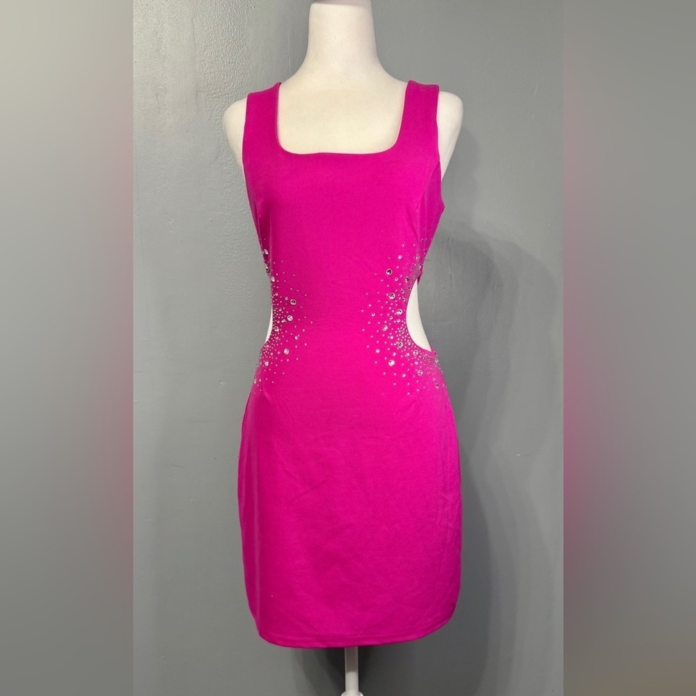 Entro Fuchsia Dress with Silver Accents and open waist